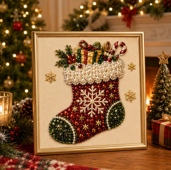 Kit de Pintura Navideña con Perlas y Diamantes