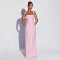 Sequined Strapless Long Dress with Slit