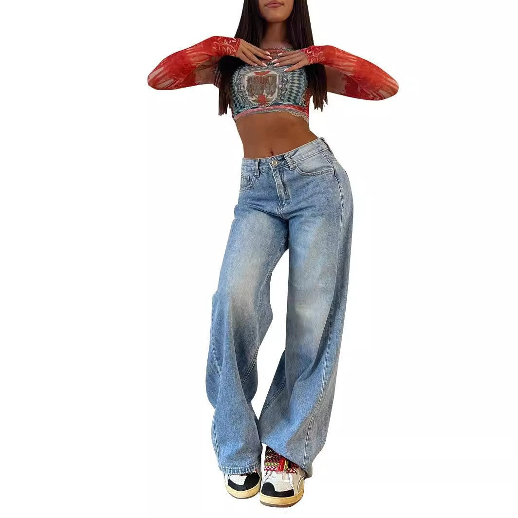 Women's High Waist Straight Leg Jeans