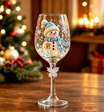 Copa de Cristal Navideña Decorada