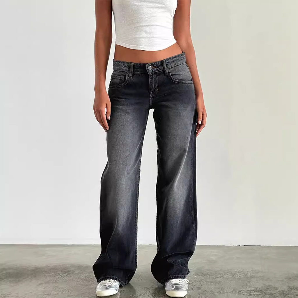 Jeans de Tiro Alto y Pierna Recta para Mujer