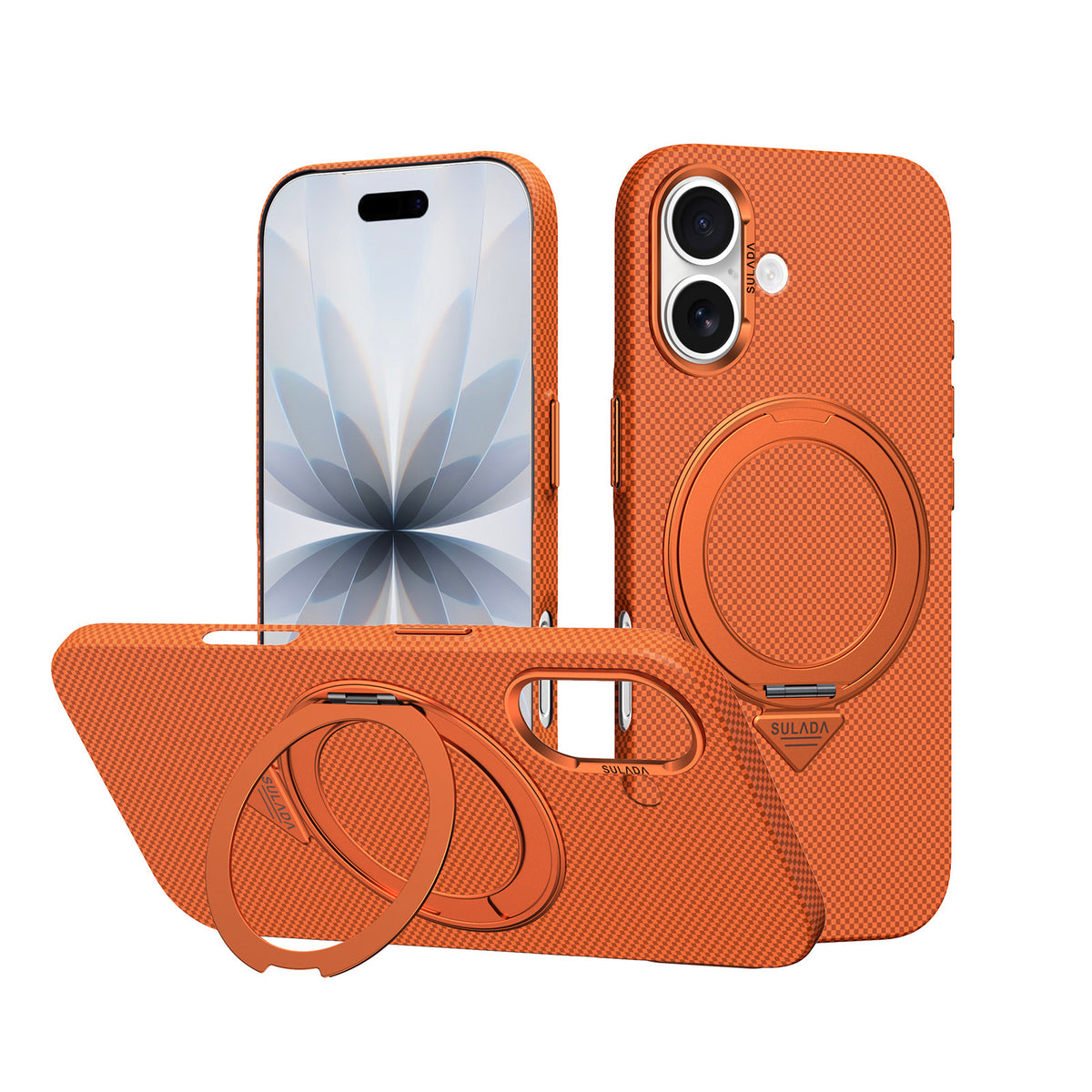 Funda Magnética Tejida para Celular con Soporte Giratorio