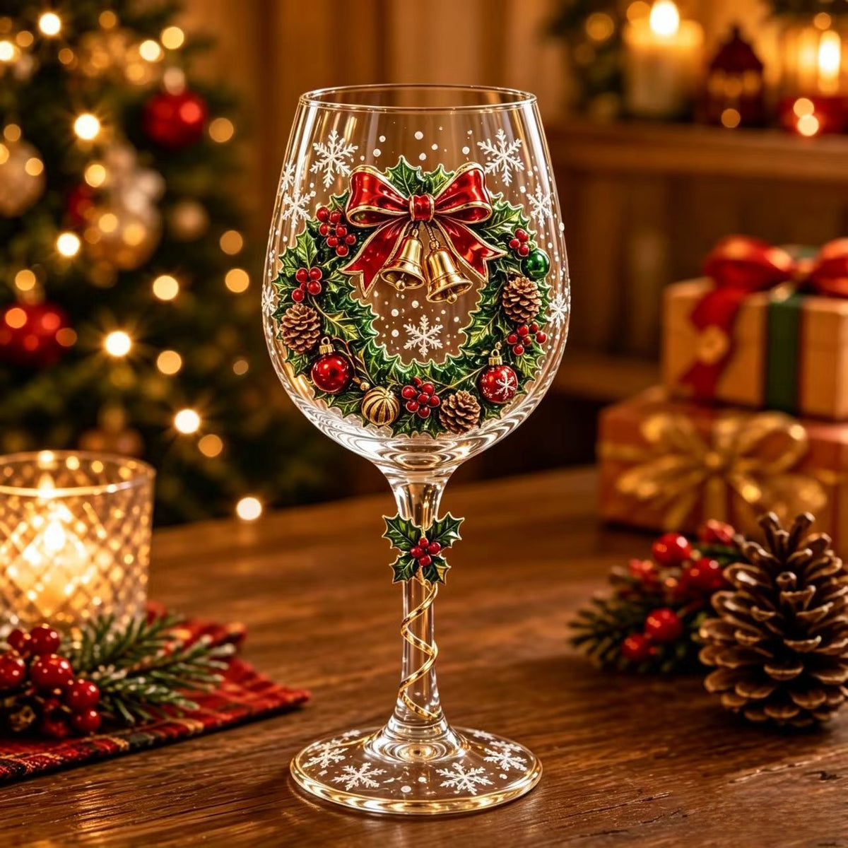 Copa de Cristal Navideña Decorada