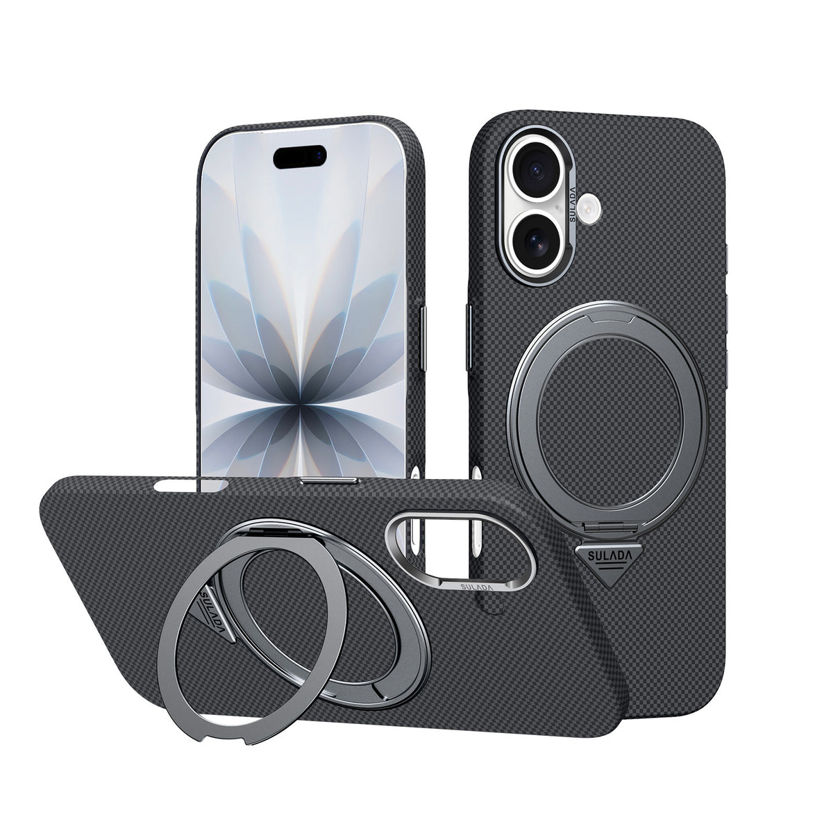 Funda Magnética Tejida para Celular con Soporte Giratorio