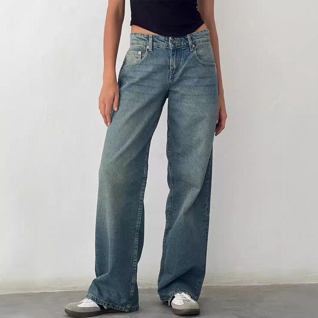 Jeans de Tiro Alto y Pierna Recta para Mujer