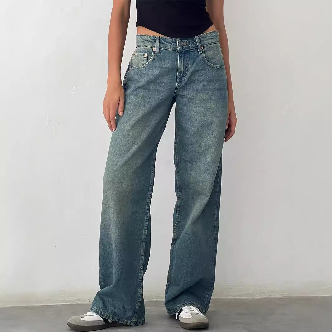 Women's High Waist Straight Leg Jeans