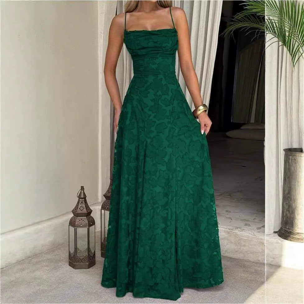 Vestido de Noche de Encaje con Espalda Descubierta