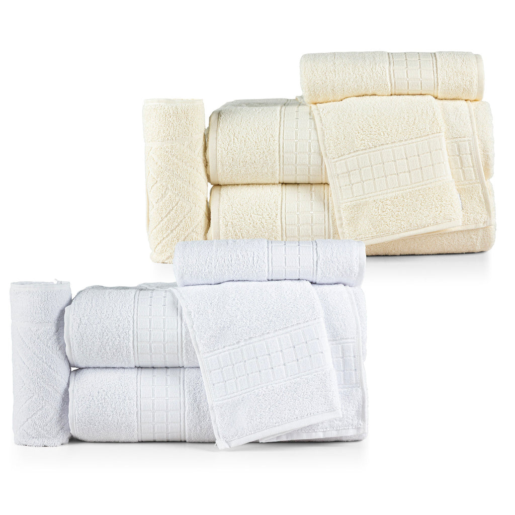 5-Piece Cotton Towel Set White Class – Bath, Hand & Bath Mat 450 GSM Soft Absorbent