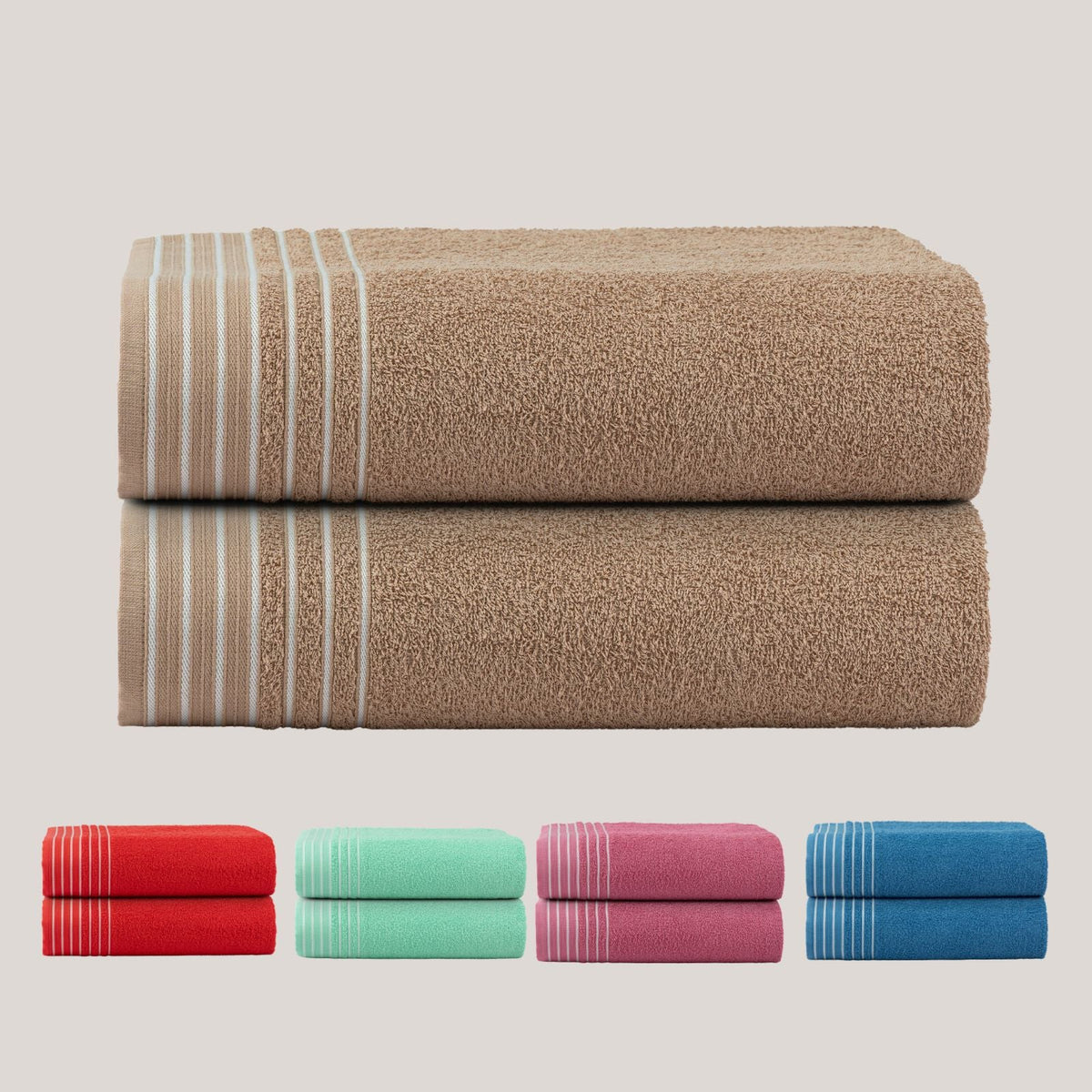 Set of 2 Kalistra Oversized Bath Towels 30" x 59" – 100% Cotton, 340 GSM