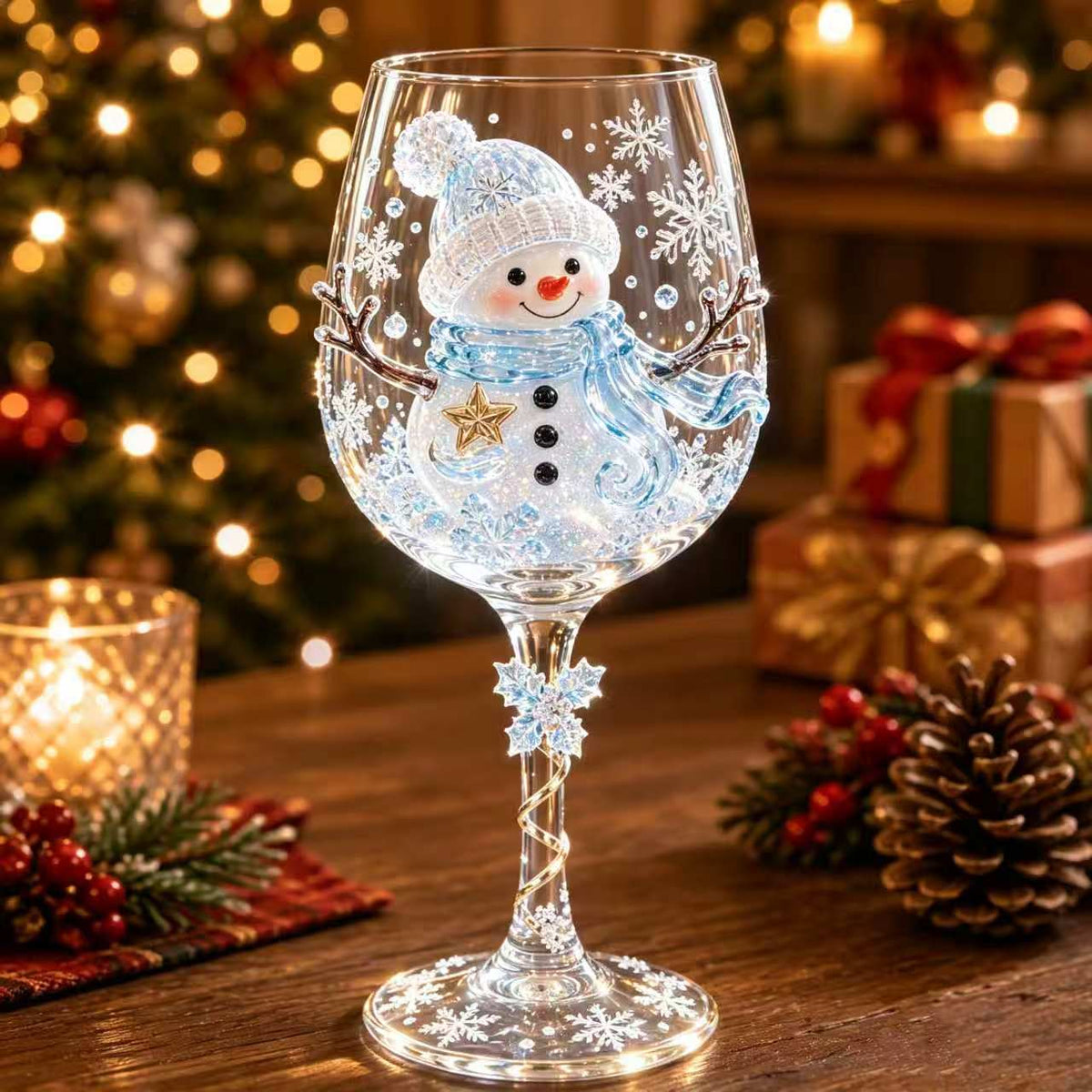 Copa de Cristal Navideña Decorada