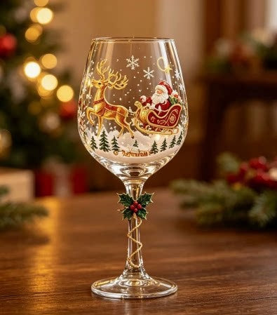 Copa de Cristal Navideña Decorada