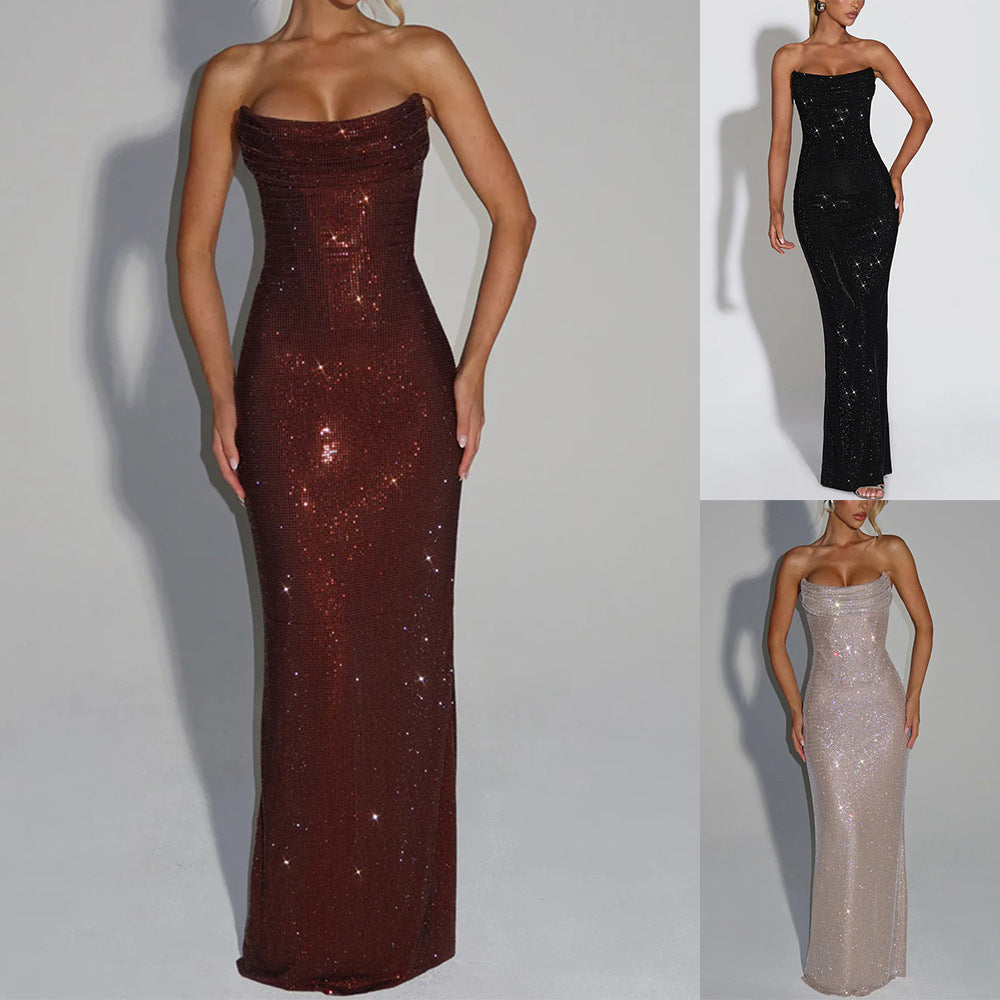 Vestido de Noche sin Mangas con Lentejuelas
